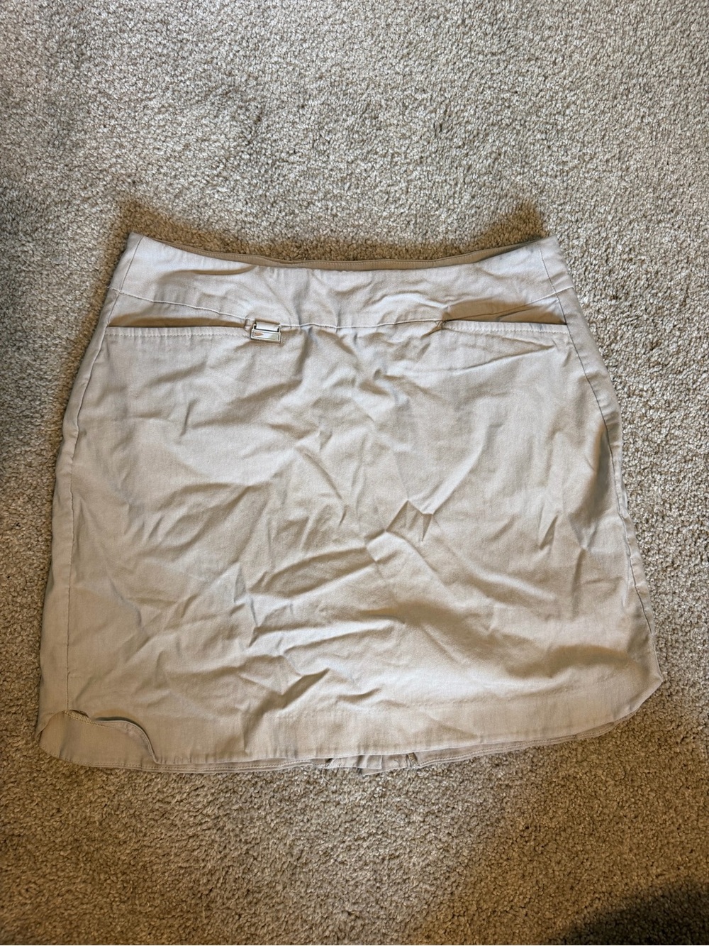Patchington Light Beige Mini Skirt with Buckle Detail